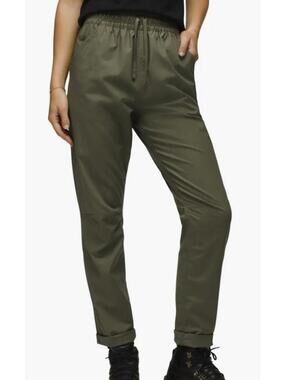 Prana Women's LARGE Palisades Ripstop E-Waist Hiking Olive Green Pants Outdoor